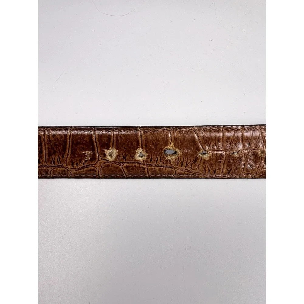 Bachrach Men Brown Faux Gator Leather Belt Gold Buckle Size 36 USA Vintage